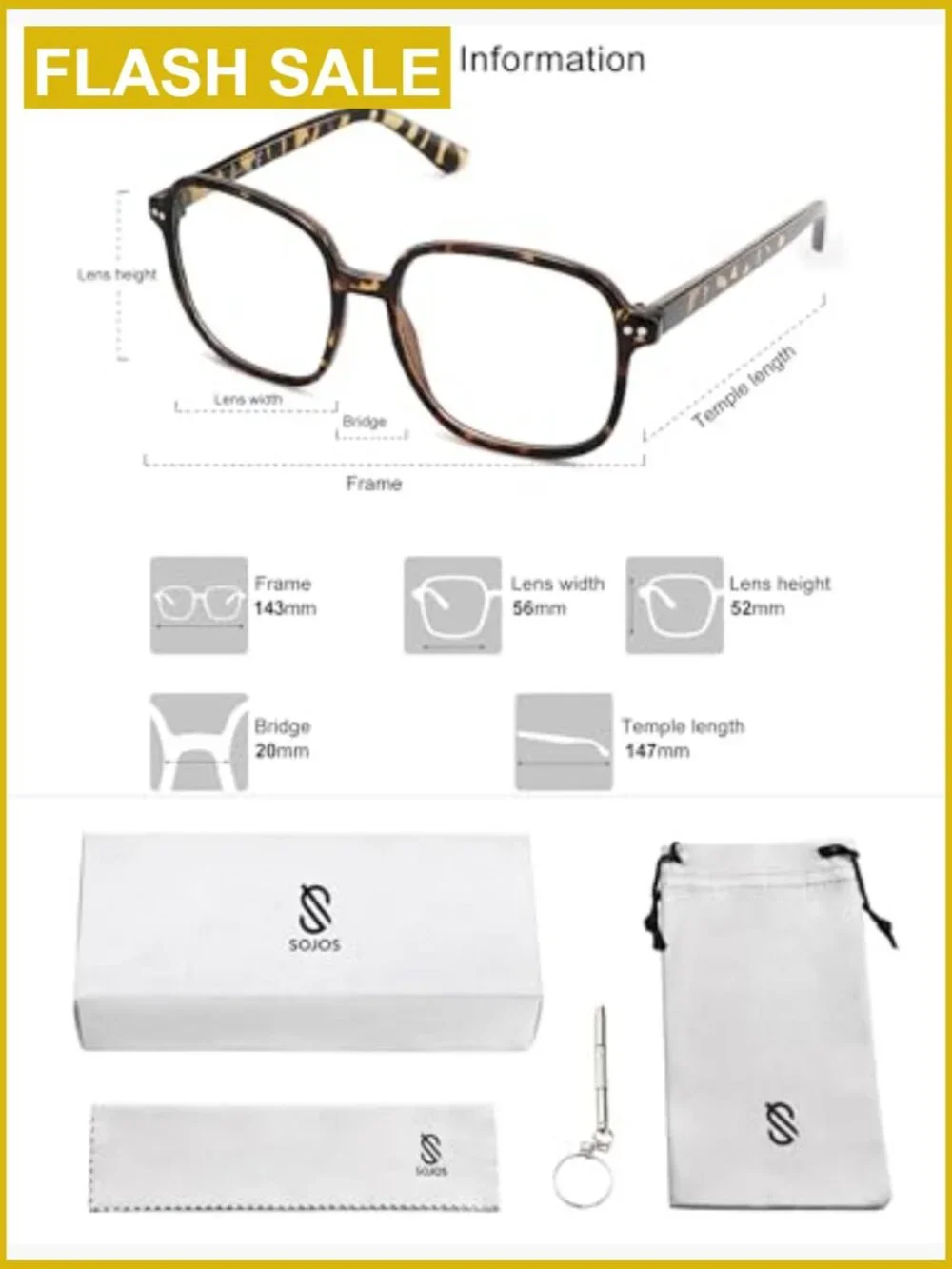 Square Oversized Blue Light Blocking Glasses TR90 Frame